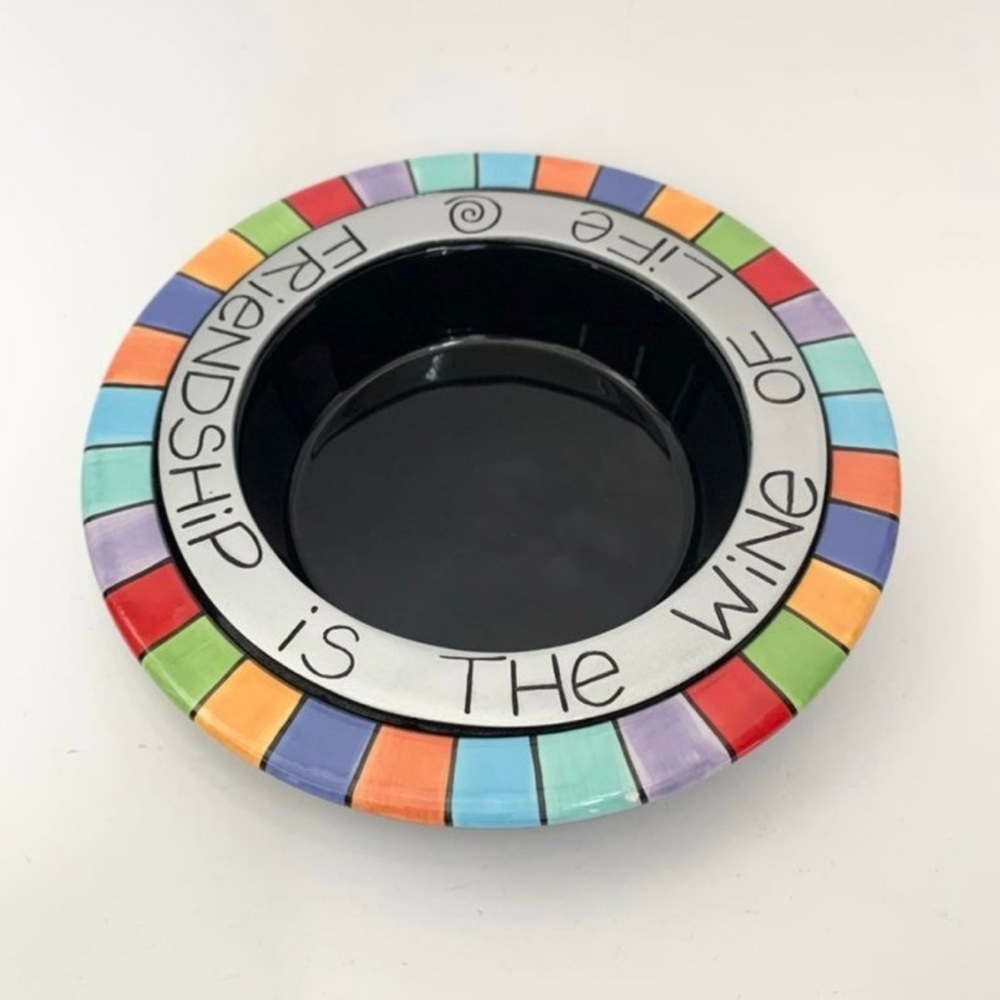 Our Name Is Mud Multicolor Ceramic Friendship Is The Wine Of Life Bottle Coaster